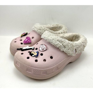 Crocs Classic Kids Pink Fleece Lined Clogs Girls 10/11 5 Jibbitz Disney Star War